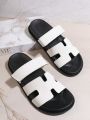 Women's White/Black All-Match Flat Sandals
