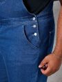 SHEIN Extended Sizes Men'S Plus Size Denim Overalls