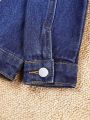 Toddler Boys' Denim Jacket With Letter & Little Bear Print And Distressed Detailing