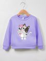 SHEIN Kids QTFun Young Girl Cartoon Print Fleece Sweatshirt