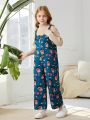 Elenapugger Tween Girl 1pc Cartoon Graphic Overall Jumpsuit Without Sweater