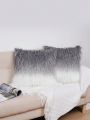 1pc Imitation Plush Suede Solid Color Ombre Pillow Cushion Cover, Versatile And Stylish Lumbar Pillow Case, Multiple Colors Available, Pillow Core Not Included