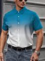 Extended Sizes Men's Gradual Change Short Sleeve Shirt