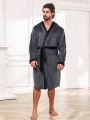 Men Contrast Trim Belted Sleep Robe