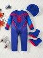 SHEIN Baby Boys' Spider Print Romper Style Outfit Set
