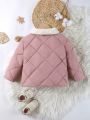 Toddler Girls' Stand Collar Diamond Shaped Quilted Jacket