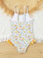 Little Girls' Floral Print Flyaway One Piece Swimsuit