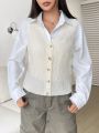 SHEIN EZwear 1pc Button Front Sweater Vest