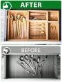 SHEIN Basic living 1Pc Bamboo Drawer Organizer,5 Sizes available Adjustable Kitchen Drawer Organizer Utensils Bamboo Organizers Silverware Storage Box Cutlery Tray Multi-Use,Versatile Dividers Cutlery Holders Bins Containers for Flatware Kitchen