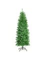 Gymax 6 ft Pre-lit Pencil Christmas Tree Hinged Fir Tree Holiday Decor w/ LED Lights