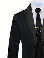 Manfinity Men's Shawl Collar Double Breasted Suit Jacket Vest Pants Set