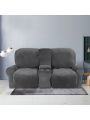2 Seater Recline Chair Sofa Cover Velvet Stretch Recliner Loveseat Sofa Cover with Center Console Sofa Slipcover