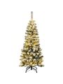Gymax 4.5ft Pre-lit Pencil Snow Flocked Pencil Christmas Tree Holiday Decoration