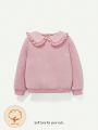Cozy Cub Baby Girl Doll Collar Ruffled Casual Pullover Sweatshirt