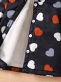 SHEIN Kids EVRYDAY Little Girls' Heart Print Hooded Jacket