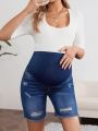 SHEIN Maternity Denim Shorts Low Waist Slim Fit Stretchy Capri Jeans