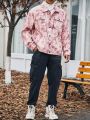 Extended Sizes Men's Plus Size Full Floral Lining Shirt Style Woolen Coat