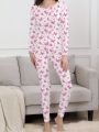 Butterfly Print Thermal Underwear Set