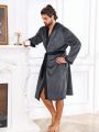Men Contrast Trim Belted Sleep Robe
