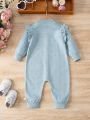 Infant Girls' Solid Color Knitted Romper