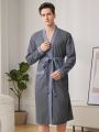 Contrast Piping Belted Simple Homewear Robe