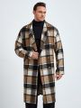 SHEIN Men Plus Plaid Double Breasted Overcoat