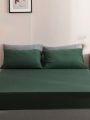 3pcs Dark Green Brushed Bedding Sheet Set