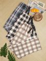 3pcs Plaid Patterned Long Pants Pajama Set