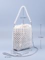 Mini Faux Pearl Beaded Chain Square Bag