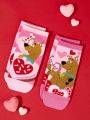 SCOOBY-DOO X SHEIN 2pairs Romantic Valentine'S Day Women'S Short Socks