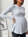 SHEIN Maternity Marled Knit Peplum Tee