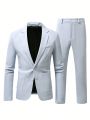 Men's Notch Lapel Single Breasted Suit Jacket And Pants Set