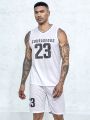 Basketball Men's Letter Printed Vest And Shorts Basketball Uniform Set