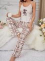Women'S Cartoon Bear Printed Milk Silk Camisole Pajama Set