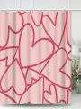 Umamao Estudio Full Width Line & Heart Element, Pink Shower Curtain