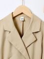SHEIN Tween Girl Double Breasted Belted Trench Coat