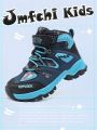 JMFCHI Kids Snow Boots Boys Hiking boots for Kids Waterproof Winter Snow Boots for Girls Warm Fur Lined Slip Resistant Outdoor Black Blue
