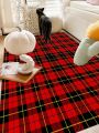 1pc Nordic Style Soft Carpet For Outdoor Balcony And Home Decoration, Retro Striped Checkered Carpet, Living Room Modern Luxurious Sofa Coffee Table Large Area Rug