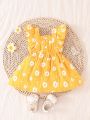 SHEIN Baby Girl Daisy Print Ruffled Hem Dress
