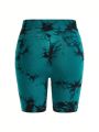 Yoga Basic Plus Size Tie-Dye Sports Shorts