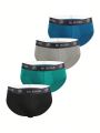 4pcs Men's Triangle Underwear With Letter Weave Band
