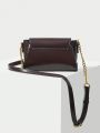 MOTF PREMIUM METAL GEOMETRIC BUCKLE DECOR FLAP FLAP CHAIN STRAP CROSSBODY