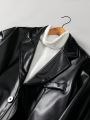 Manfinity Hypemode Men's Suit Collar Front Button Pu Leather Jacket