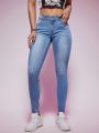 Women's Slim Fit Jeans With Built-In Zipper