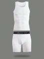 Men'S Shapewear Set Including Waist Trimmer & Long Leg Boxer Briefs With Letter Printed Band