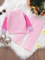 Baby Girls' Contrast Color Knitted Sweater Set