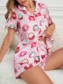Donut Printed Spandex Pajama Set