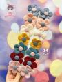 14pcs Girls' Candy-colored Flower Hair Clips