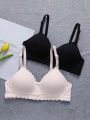 Tween Girl 2pcs Scallop Trim Underwire Bralette