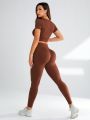 Yoga High Street Women'S Solid Color Slim Fit Sports Suit